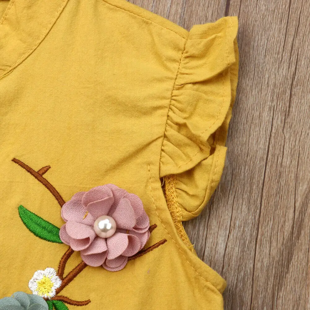 Платье детское летнее с оборками без рукавов цветочным принтом|Комплекты одежды