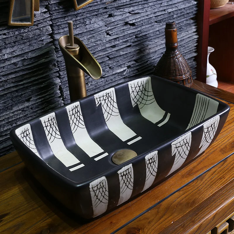 Jing Yan прямоугольная керамическая раковина ретро арт платформа умывальник