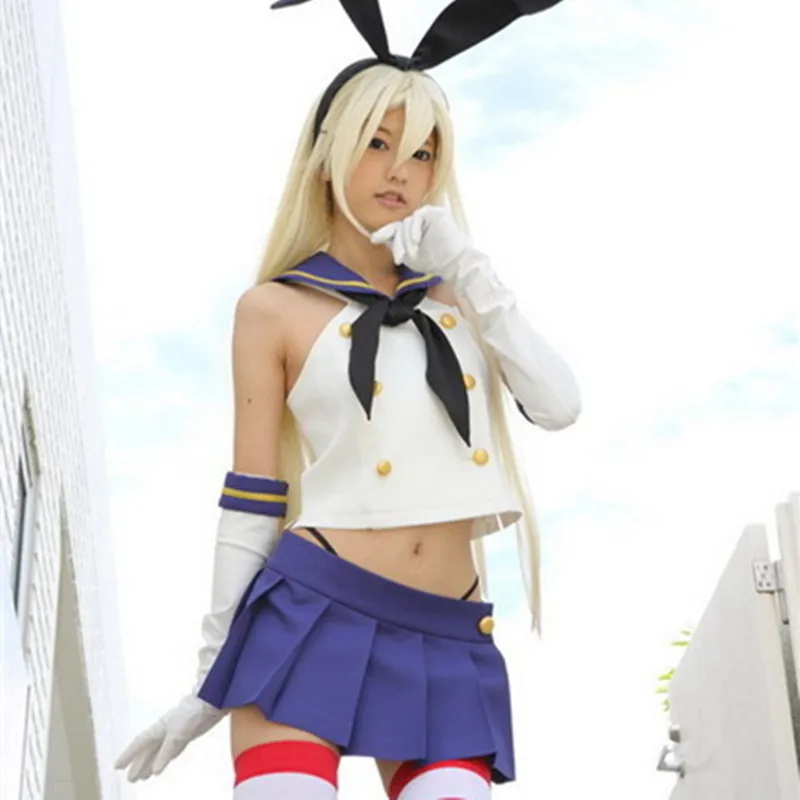 Аниме Kantai коллекционный костюм Shimakaze косплей девушка военно-морская форма Женская Сексуальная мини-юбка на Хэллоуин костюм для костюмированной вечеринки