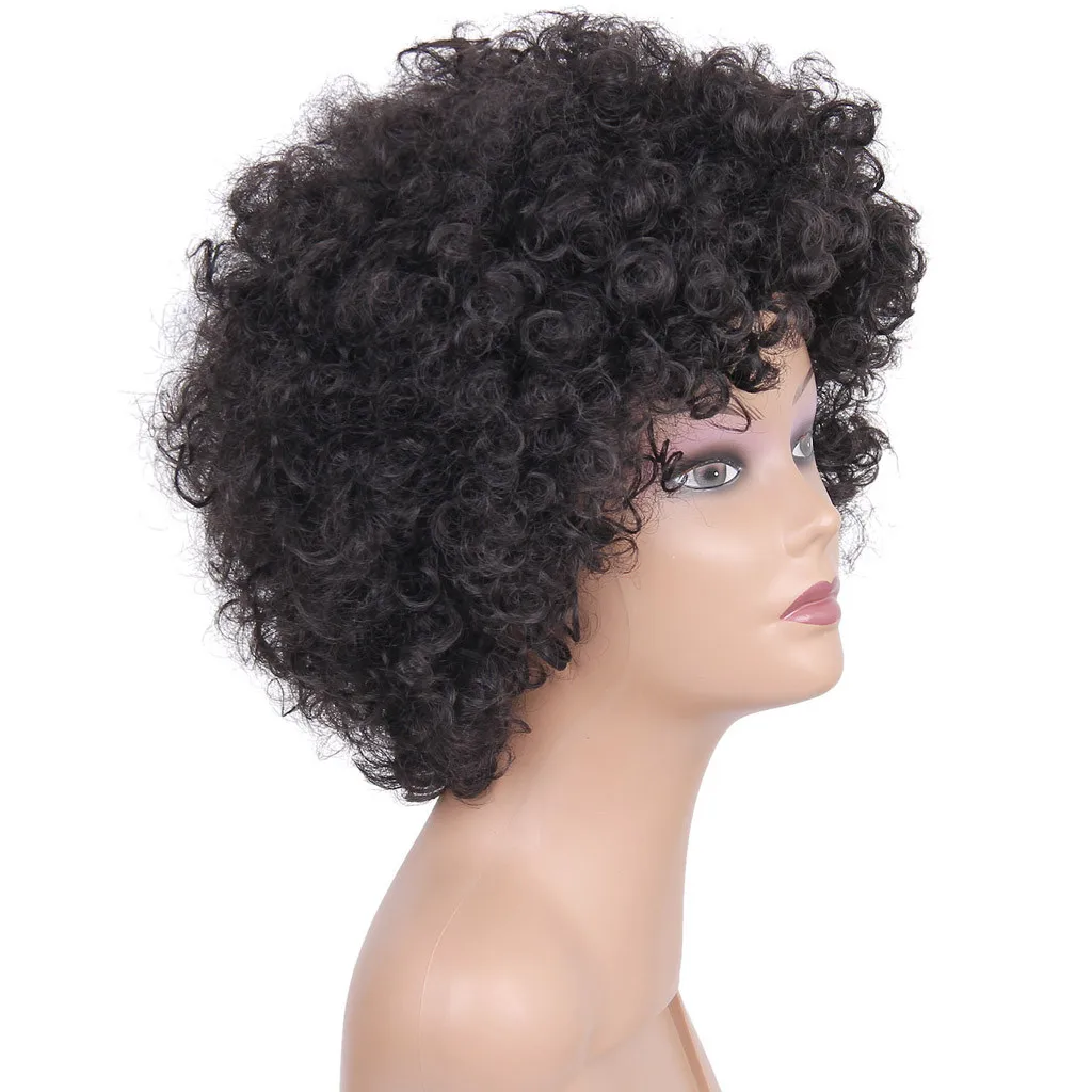 Женские африканские Короткие вьющиеся парики черные передние термостойкие