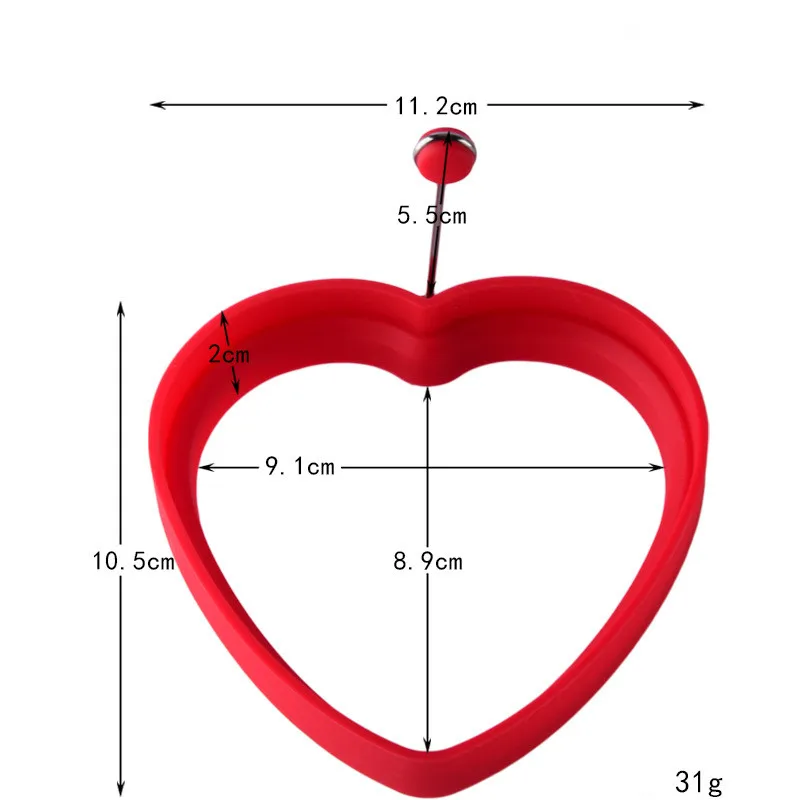 heart shape 5 стилей блинница жареное яйцо форма силиконовые формы антипригарное простое управление блинница омлет круглая форма - Цвет: heart shape