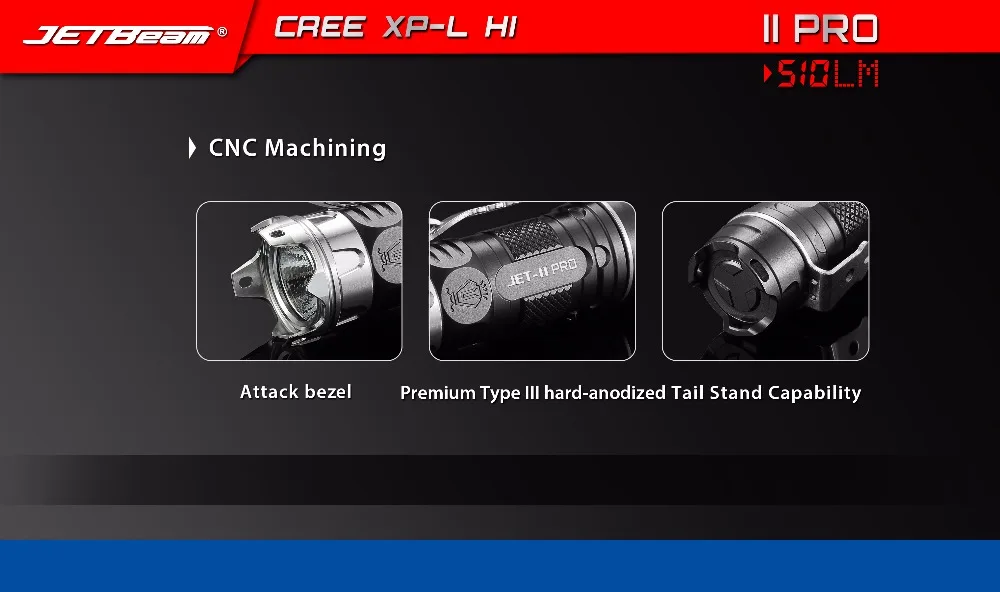Мини-фонарик JETBeam II PRO II-PRO, CREE XP-L, HI светодиодный, 510 люмен, портативный фонарик маленького размера, используется батарея 1*16340