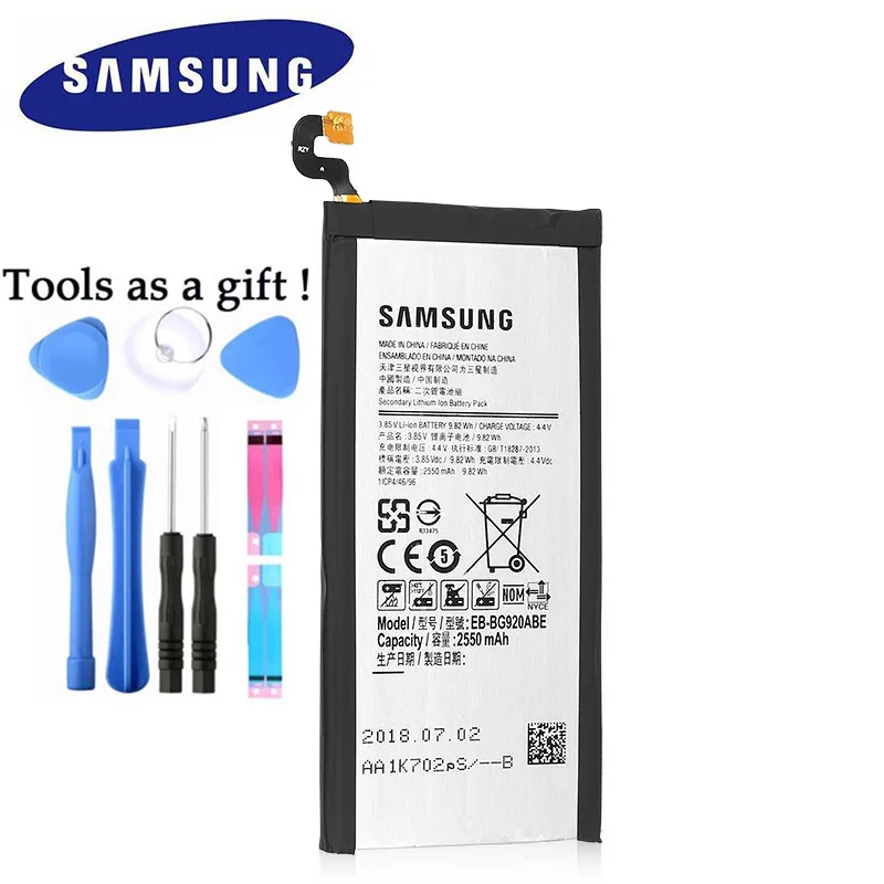 Оригинальный аккумулятор для телефона SAMSUNG 2550 мАч Samsung GALAXY S6 EB-BG920ABE G920F G920i G920A G920V