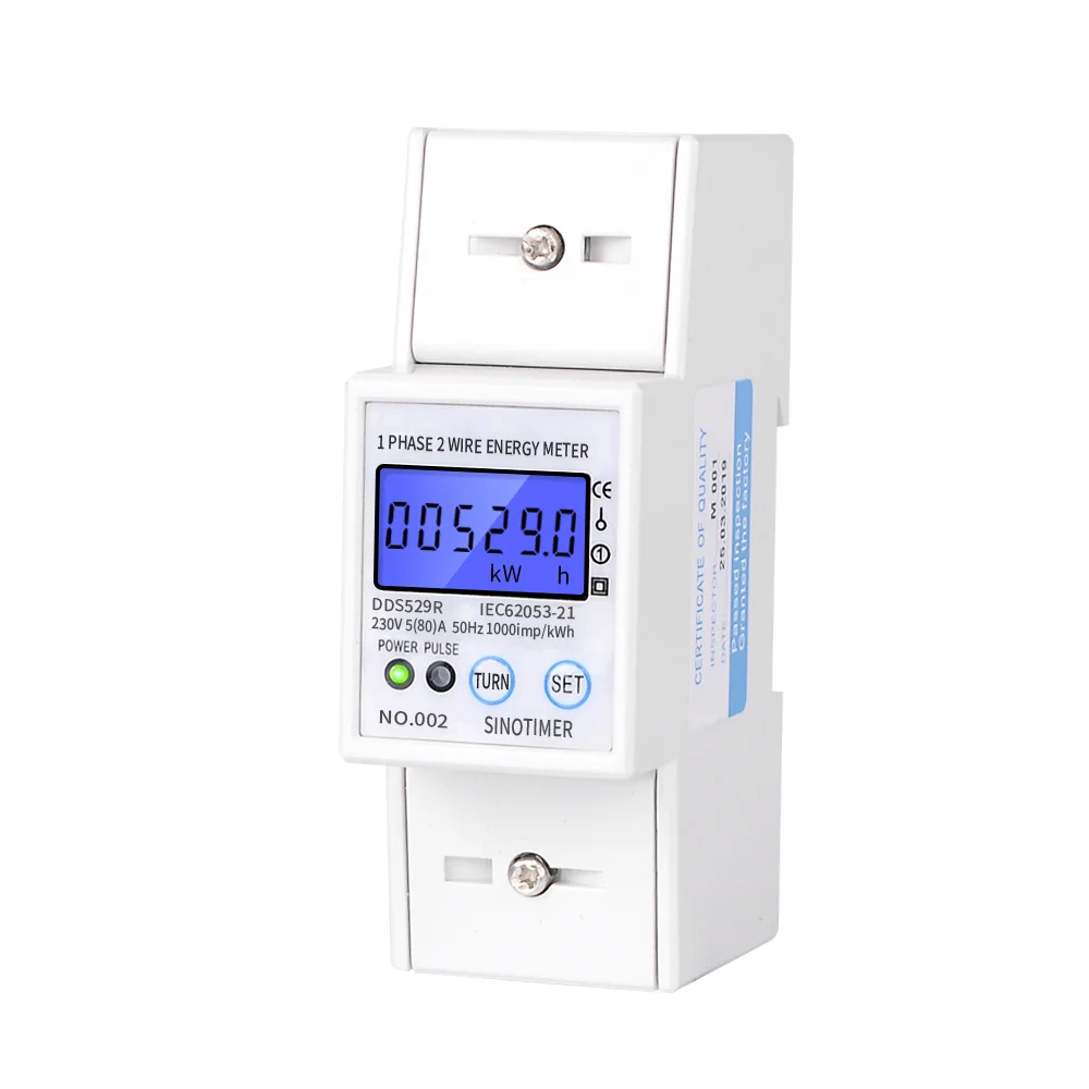 DDS529R однофазный 2P lcd цифровой с подсветкой 230V измеритель мощности в счетчиках энергии Modbus ваттметр RS485 5(80) A