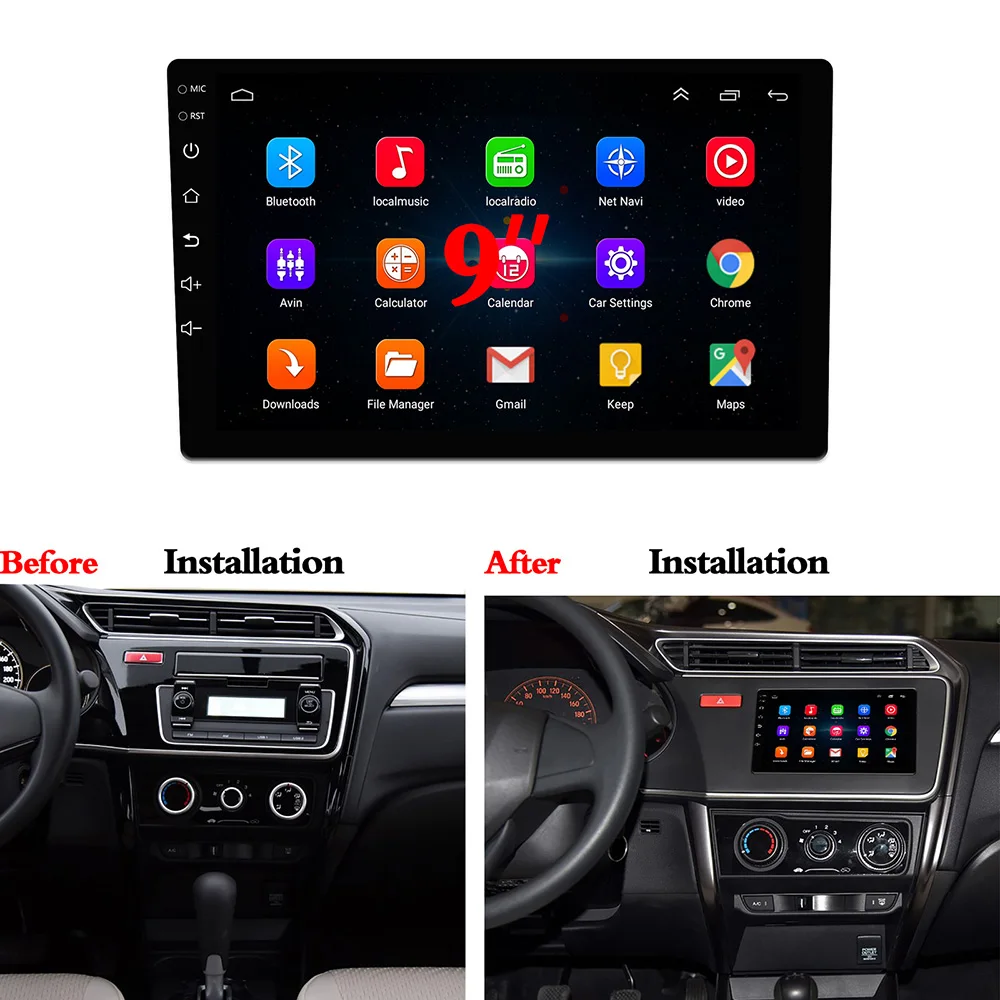 Автомагнитола 2DIN 9 дюймов Android 6 0 1024x600 GPS навигация Bluetooth Wi Fi AM/FM SWC USB Mirror Link 1 ГБ DDR3 + 16