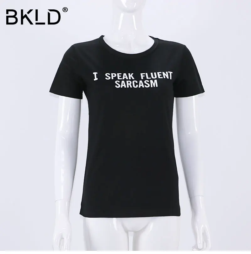 BKLD I Talk свободные футболки в стиле панк с принтом букв женские повседневные