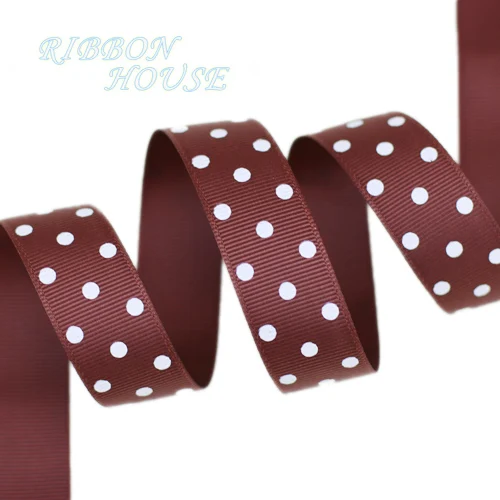 Кофе 5 ярдов/партия) с рисунком и узором в горошек печатных Grosgrain ленты милые серии лентами Нью-Йорк(22/38 мм - Цвет: Кофе