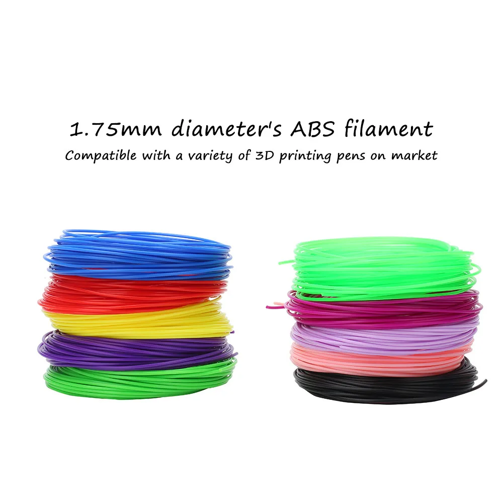 5m x 20 colors 3D Ручка, регулируемая скорость, температура, 3D Ручка для печати, 1,75 мм, ABS, умная 3d Ручка для рисования с нитью, светодиодный дисплей, для детских игрушек, подарки - Цвет: 5m x 20 colors