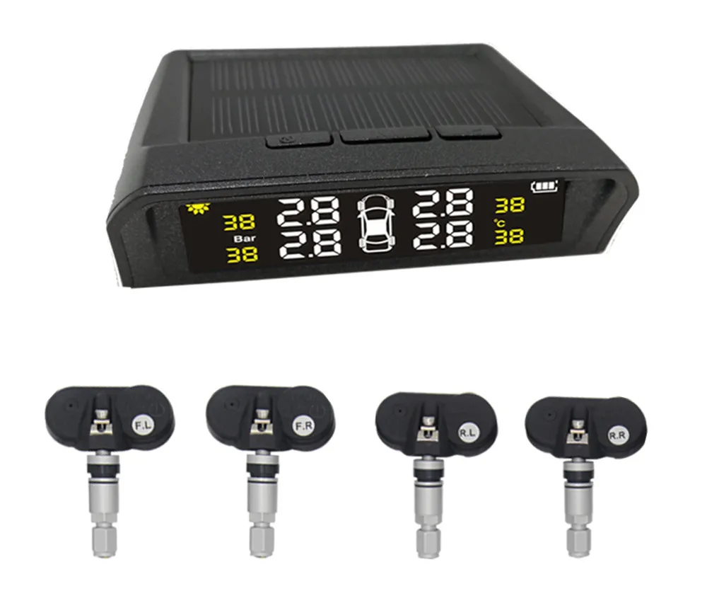 Автомобильная солнечная USB система контроля давления в шинах TPMS Встроенный ЖК-дисплей цветной экран датчик давления в шинах контроль TY11