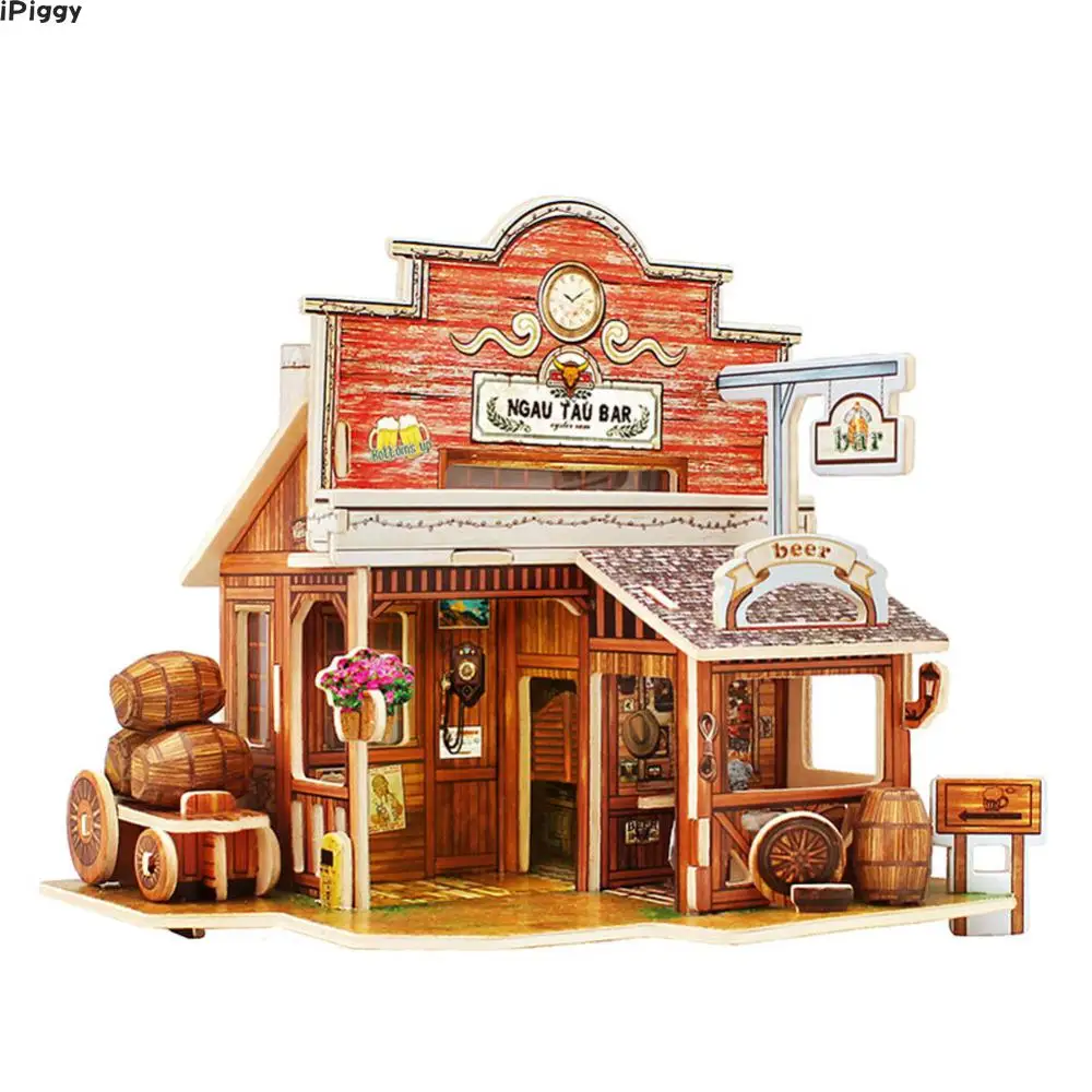 Головоломка iPiggy 3D строительный дом деревянные игрушки для малышей шлемы
