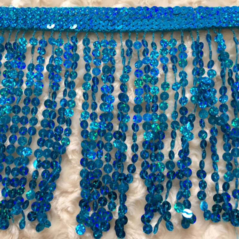 16 см ширина лазерная отделка блестками бахрома кружево для латинских танцев