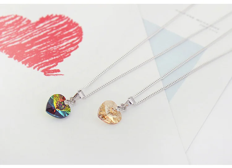 BAFFIN мини-ожерелье в форме сердца, подвеска с кристаллами Swarovski для женщин и девочек, подарок, серебряная цепочка, Детские ювелирные украшения