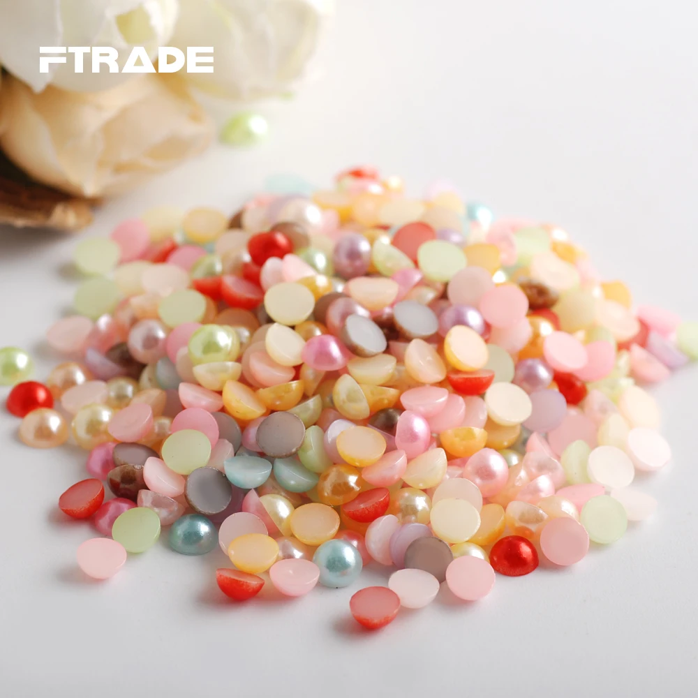 Полукруглые жемчужины АБС-пластик имитация жемчуга 2/3/4/5/6/7/8 мм плоская задняя