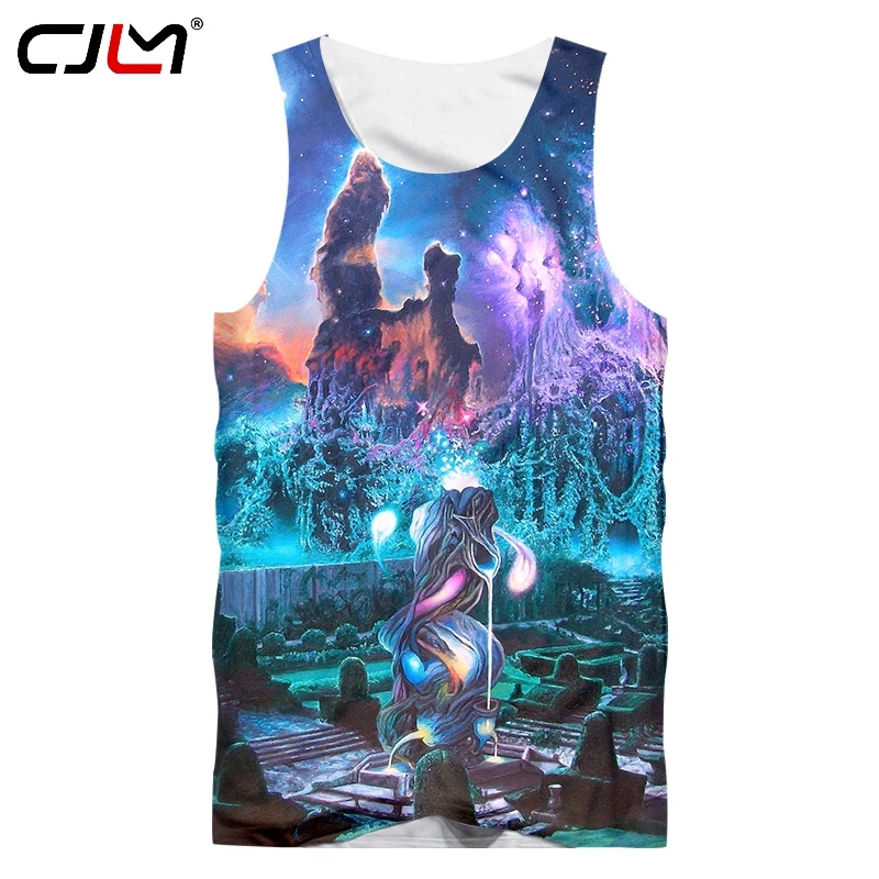 

CJLM цифровой печати сублимации 3D полный печати жилет Красочные звездное небо майка Мужская Хип-Хоп Уличная Прямая поставка одежда 2019