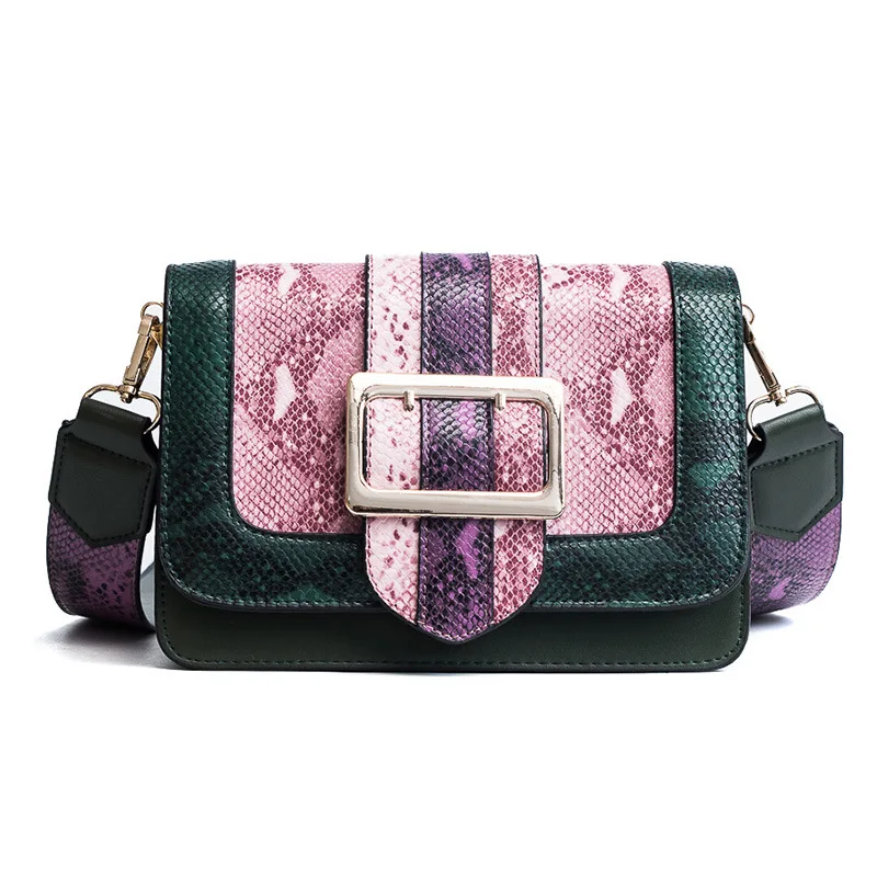 Новинка 2019 Маленькая женская сумка мессенджер со змеиным узором модная цветная