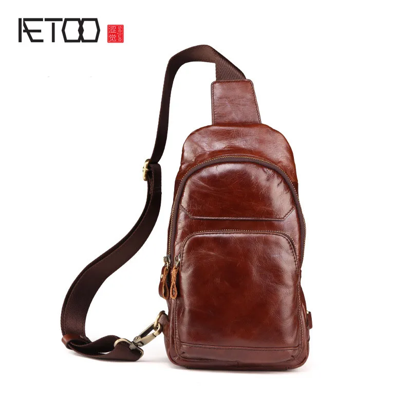 AETOO кожаная мужская грудь оптовая продажа первый слой кожи сумка через плечо для