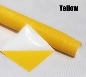 Yellow 127 см x 30 см серая 3D пленка из углеродного волокна, автомобильные наклейки, водонепроницаемые наклейки для стайлинга автомобиля, обертка для автомобиля, детали автомобиля, аксессуары автомобиля наклейки - Название цвета: Yellow