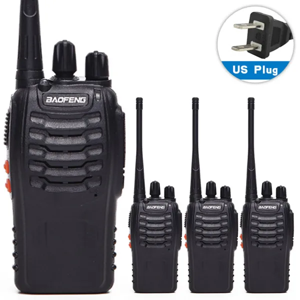 US Plug 4 шт. Baofeng BF-888S рация UHF двухстороннее радио BF888S портативное радио 888S Comunicador передатчик приемопередатчик+ 4 гарнитуры - Цвет: US Plug