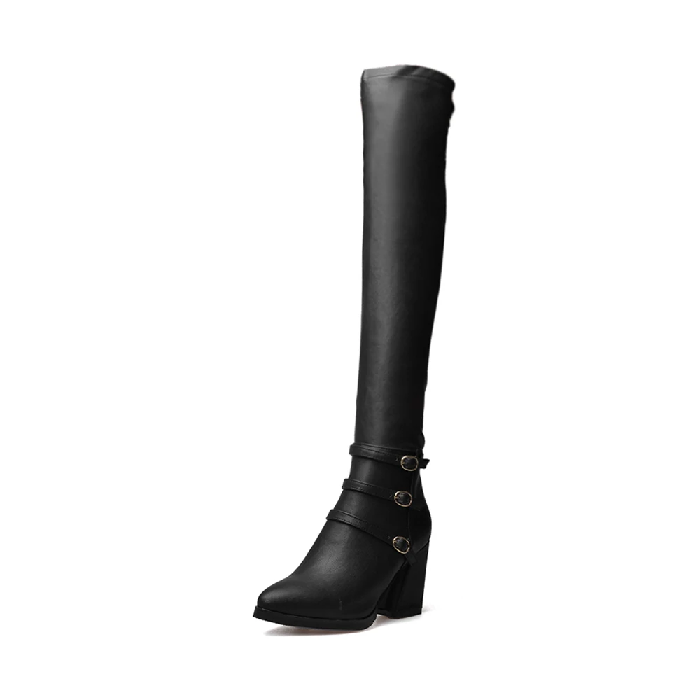 autumn winter new Plush over the knee women boots Chunky Heel Shoes ladies long boots female Thigh High Botas large size 32 43