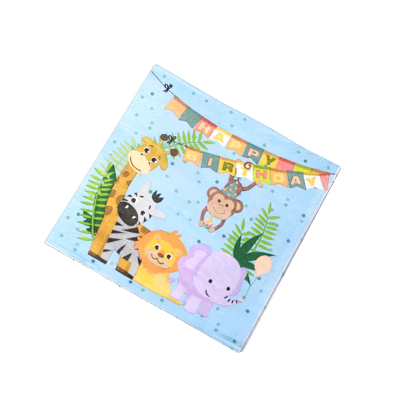60pcs/pack disposable tableware set Safari theme party decorations paper plates napkins cups | Дом и сад
