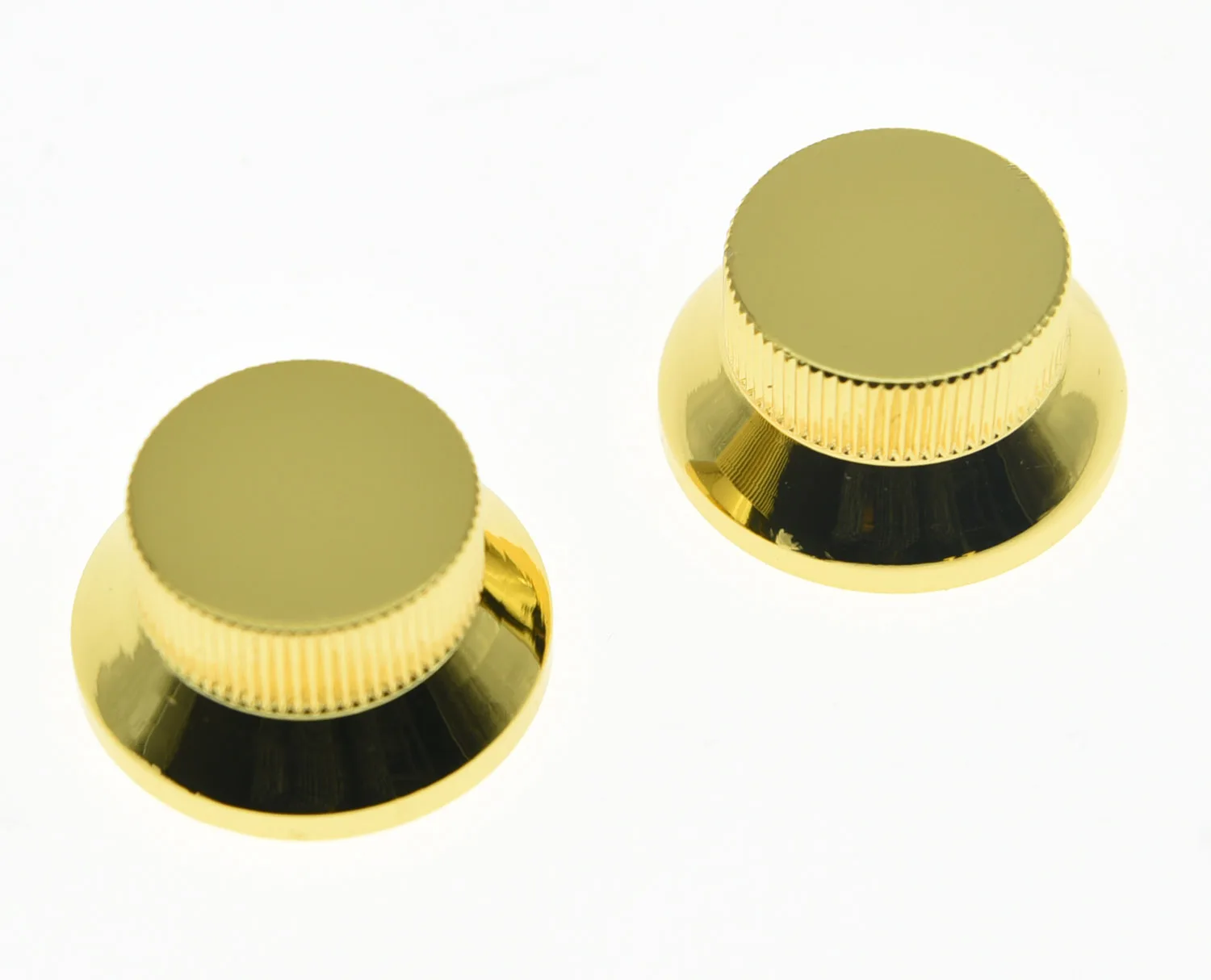 

KAISH 2pcs Gold Metal Top Hat Bell Knobs Push On Guitar Bass Knob for 5.8mm Shaft Pots