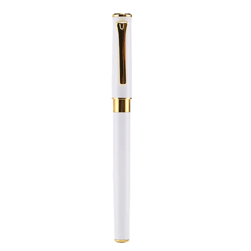 White pen-Logo Металл с лазерной гравировкой ручки по индивидуальному заказу с вашим логотипом веб Url гелевая ручка шариковая ручка для бизнеса дизайн бесплатные офисные принадлежности подарок - Цвет: White pen-Logo