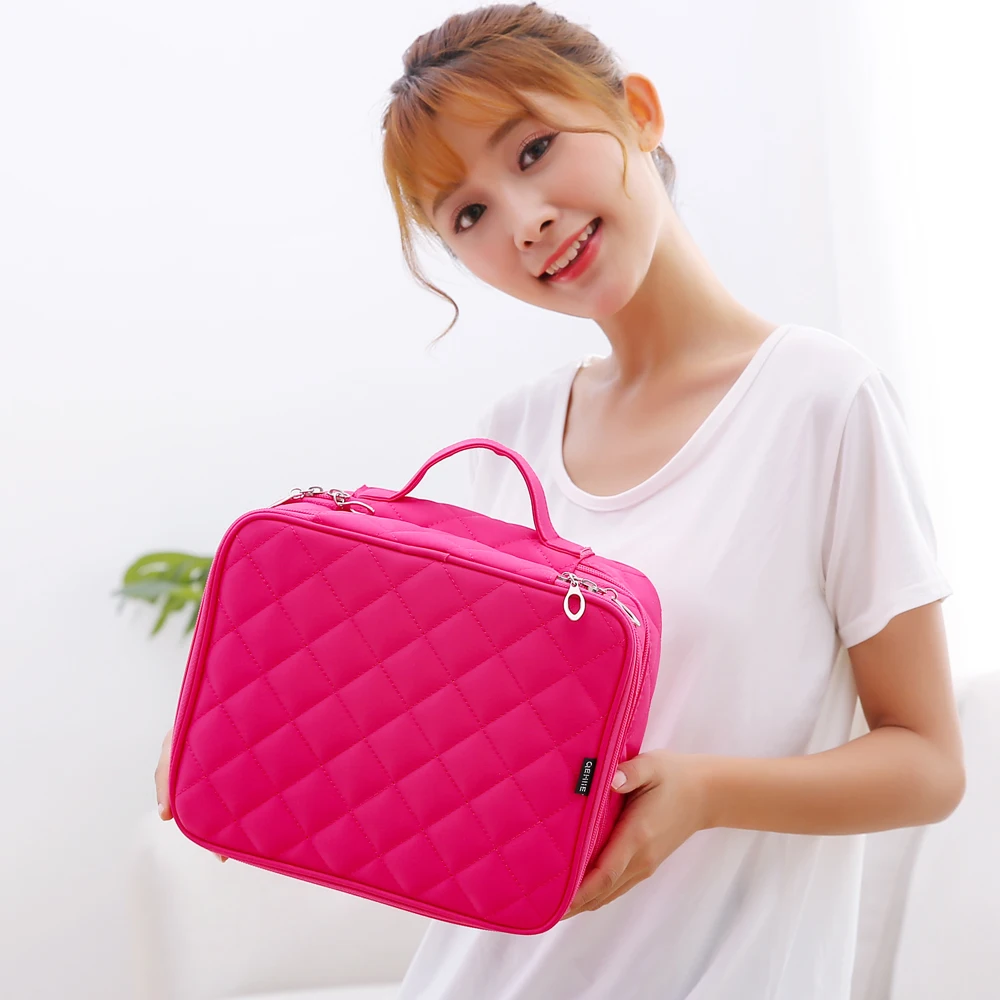 Косметичка Ms большой вместительности двухслойная сумка для косметики