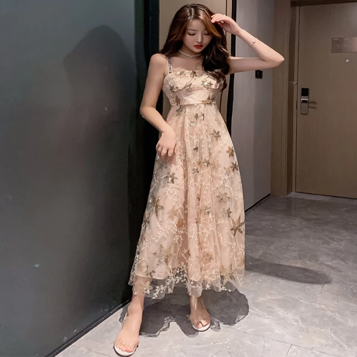 Подиум письмо спагетти ремень блестками платье 2019 летнее женские вечерние