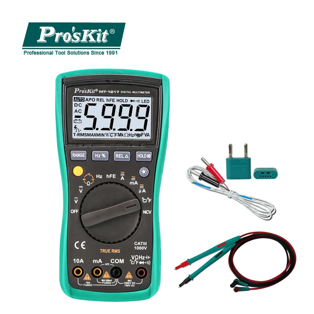 Pro'skit Высокоточный светодиодный цифровой дисплей автоматический Диапазон мультиметр Многофункциональный тестер Вольтметр инструменты для амперметра