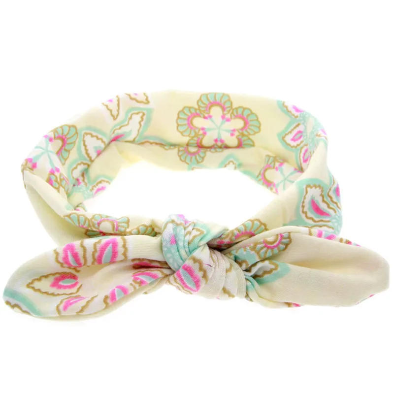 KLV HairBands For Girls 2017 Hot Selling New Fashion Kids Baby Rabbit Printing Ears Elastic Flowers Bowknot Headband | Детская одежда и