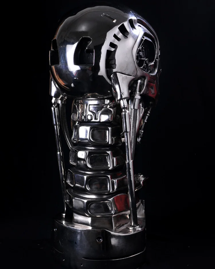 [TOP] Реплика смолы Терминатор T800 1:1 масштаб череп эндоскелетон Размер подъема бюст фигура светильник светодиодный глаз T-800 Т2 Статуя Модель