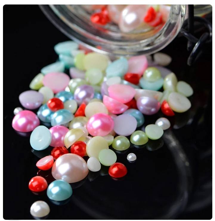 Смешанные размеры одноцветные полукруглые бусины с плоской спинкой 2 3 4 5 6 8 10 12 мм