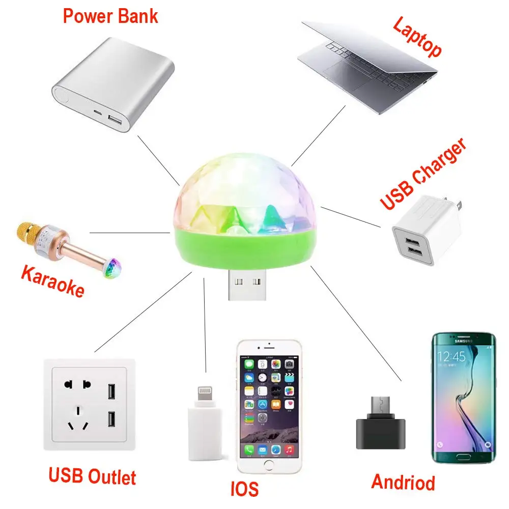 4 шт. мини USB диско-освещение светодиодные лампы для вечеринок портативный