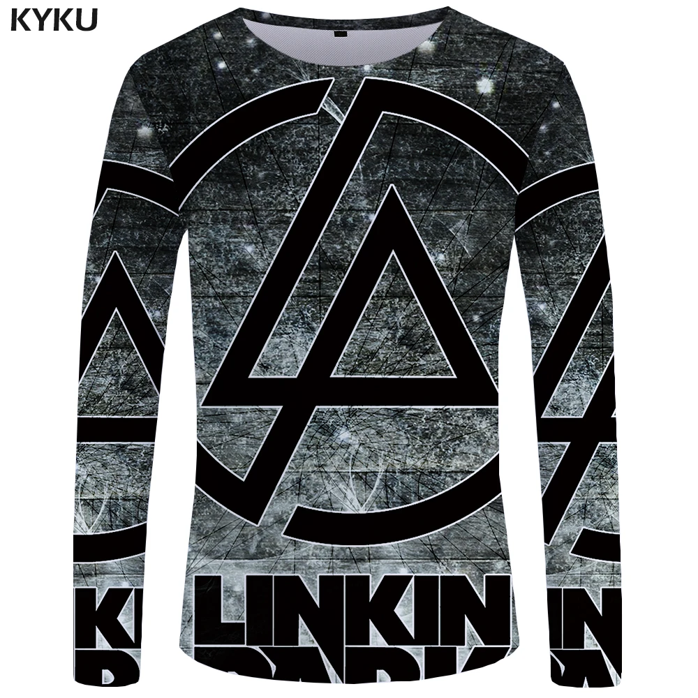 Футболка с длинным рукавом KYKU черная футболка Луной и принтом|brand tshirt women|tshirt brand