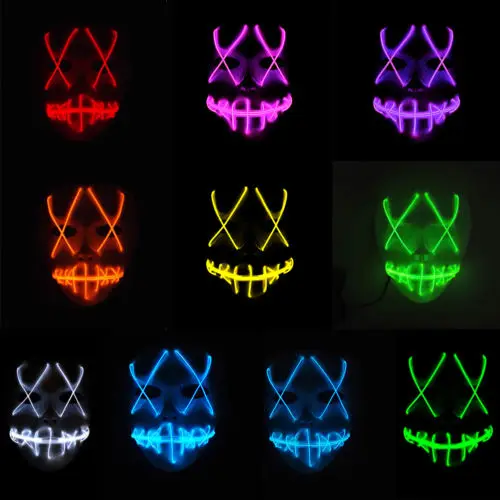 AU Хэллоуин пугающая маска Косплэй Led костюм EL провода светильник вверх