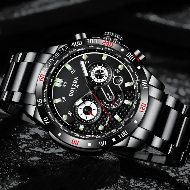 Мужские автоматические механические модные спортивные часы лучшего бренда BOYZHE