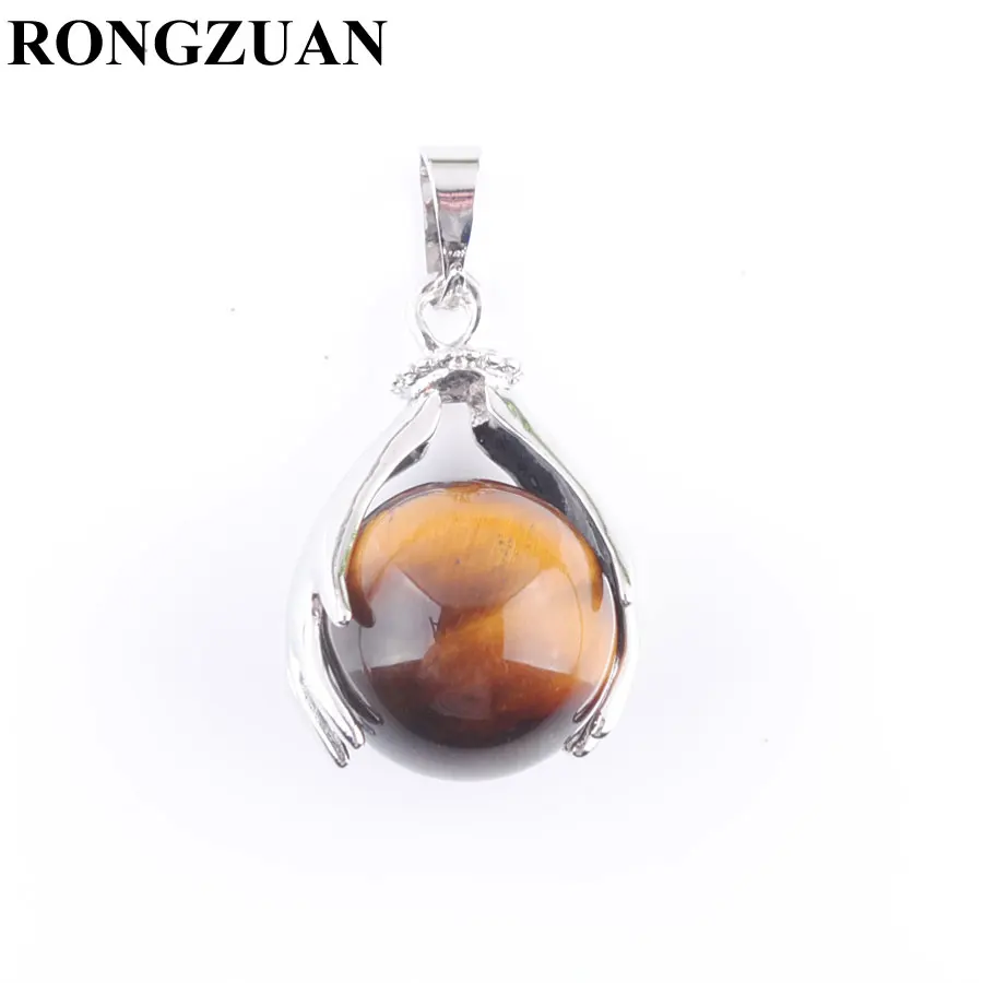 RONGZUAN натуральные тигровые глаза круглые шарики каменные бусины посеребренные