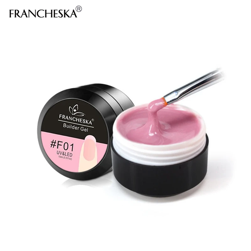 Builder Gel F01 Francheska 15 мл строительный гель быстрое удлинение Гель-лак прозрачный розовый телесный лак для ногтей УФ акриловый полигель камуфляж полигель для ногтей - Цвет: Builder Gel F01