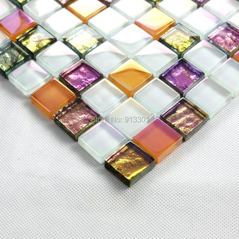 Стеклянная мозаика радужный настенная плитка кухня обратно всплеск хрусталя