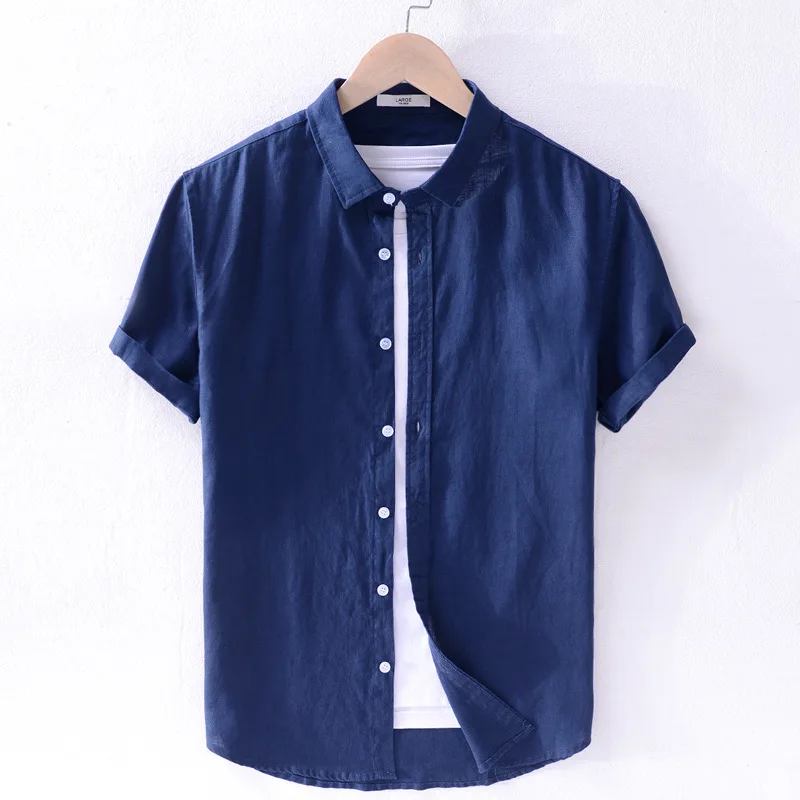 Новинка 2019 мужская рубашка в китайском стиле винтажном воротник стойка