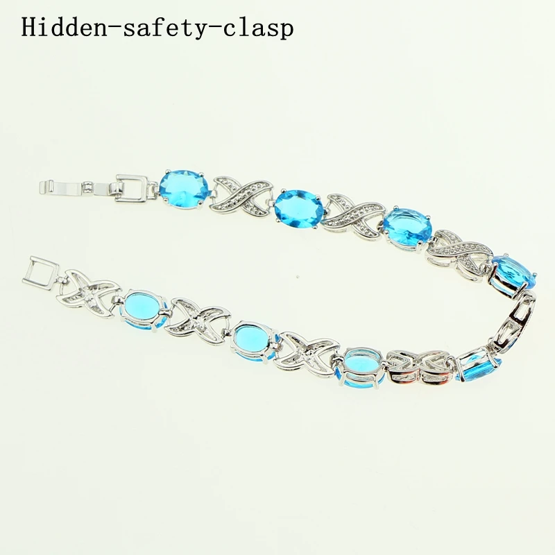 Женский свадебный браслет из стерлингового серебра 925 пробы с голубым фианитом |