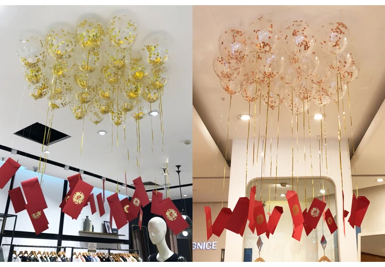 12 дюймов прозрачный круглый золотой розовый блестки конфетти шар предложение