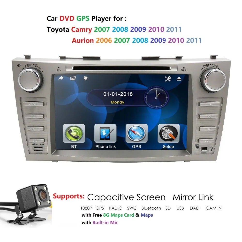 8 дюймов 2Din автомобильный dvd-плеер gps навигация авто радио для Toyota Camry 2007 2008 2009 2010 2011 Aurion 2006 RDS AUX USB SWC BT CAM