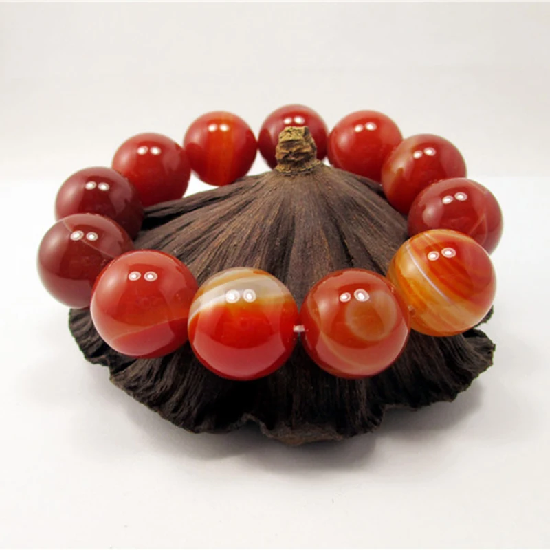 Браслеты jourssnow из натурального камня в красную полоску большие бусины мужские