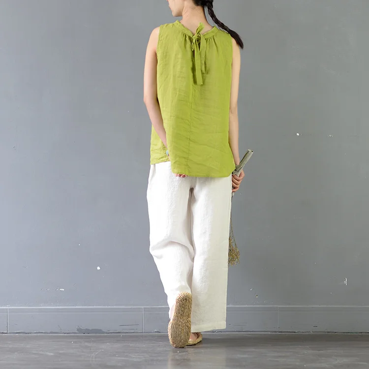 SCUWLINEN, женские летние топы, одноцветные, рами, свободные безрукавки, топы, Vestidos, повседневные женские блузки S359