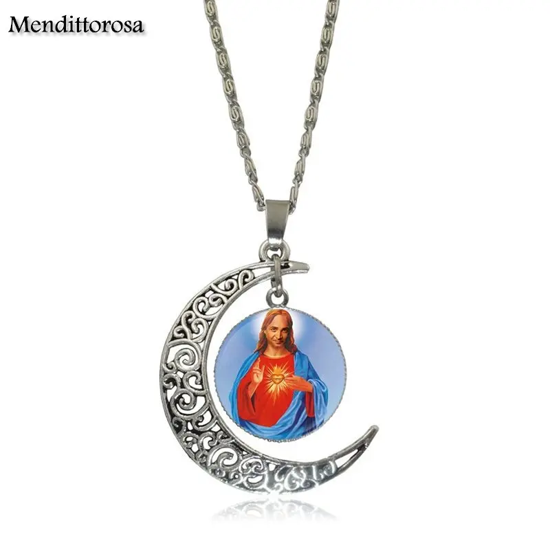 Mendittorosa религия паломничество Иисус модный стеклянный кабошон Луна Кулон