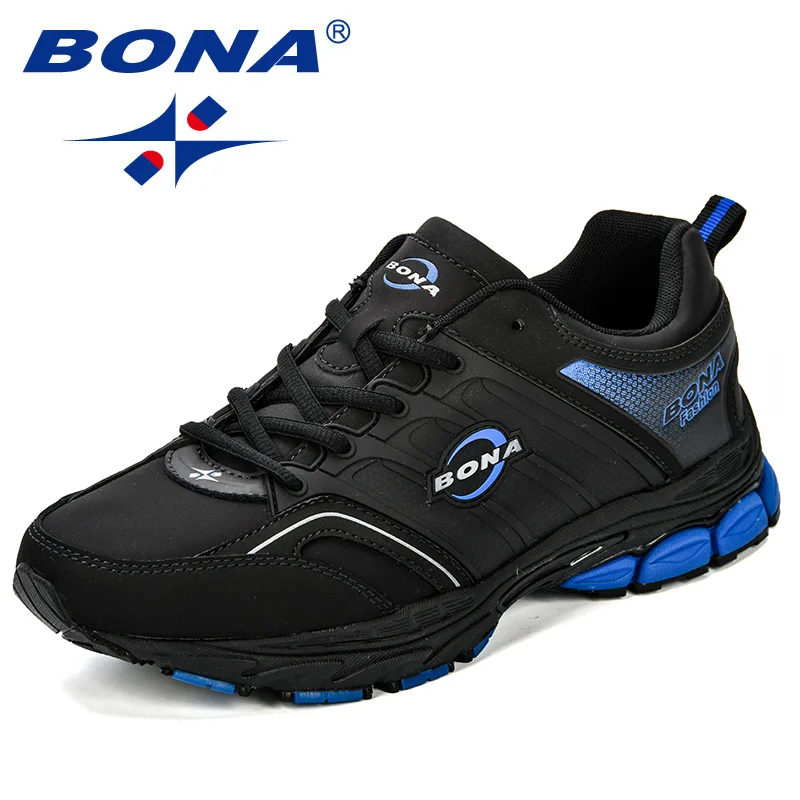 Charcoal grey R blue BONA/мужская повседневная обувь из микрофибры; Мужская дышащая обувь на плоской подошве со шнуровкой; модная классическая Уличная обувь; Zapatos De Hombre; - Цвет: Charcoal grey R blue