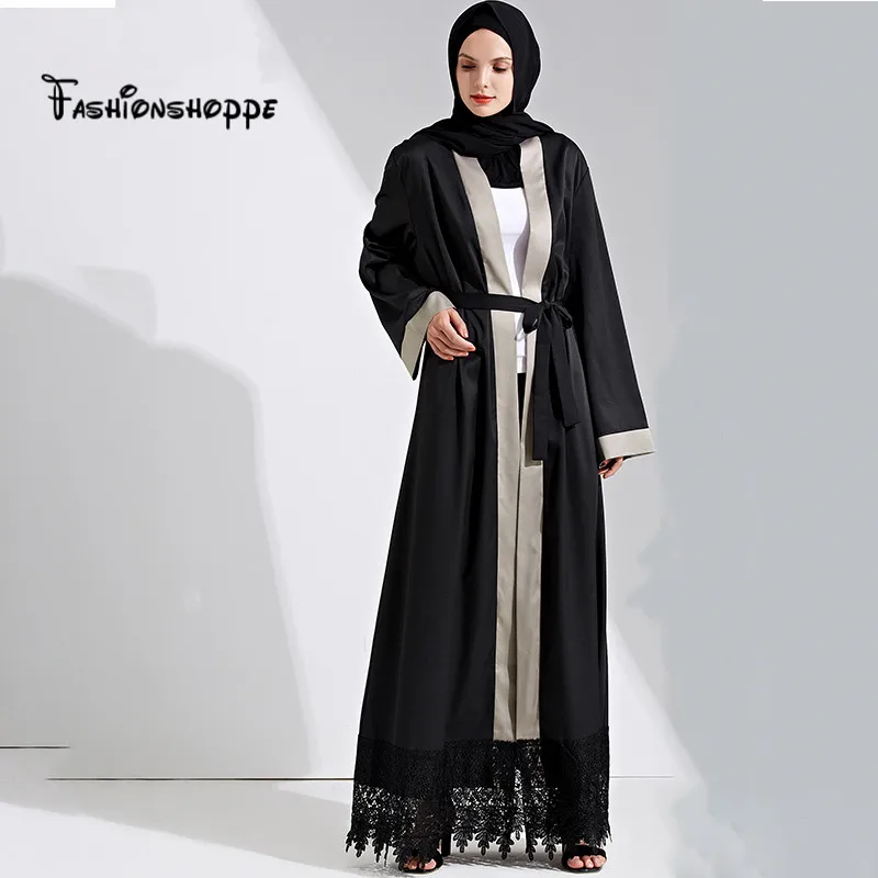 Халат Женский Повседневный с поясом и открытой передней частью в мусульманском