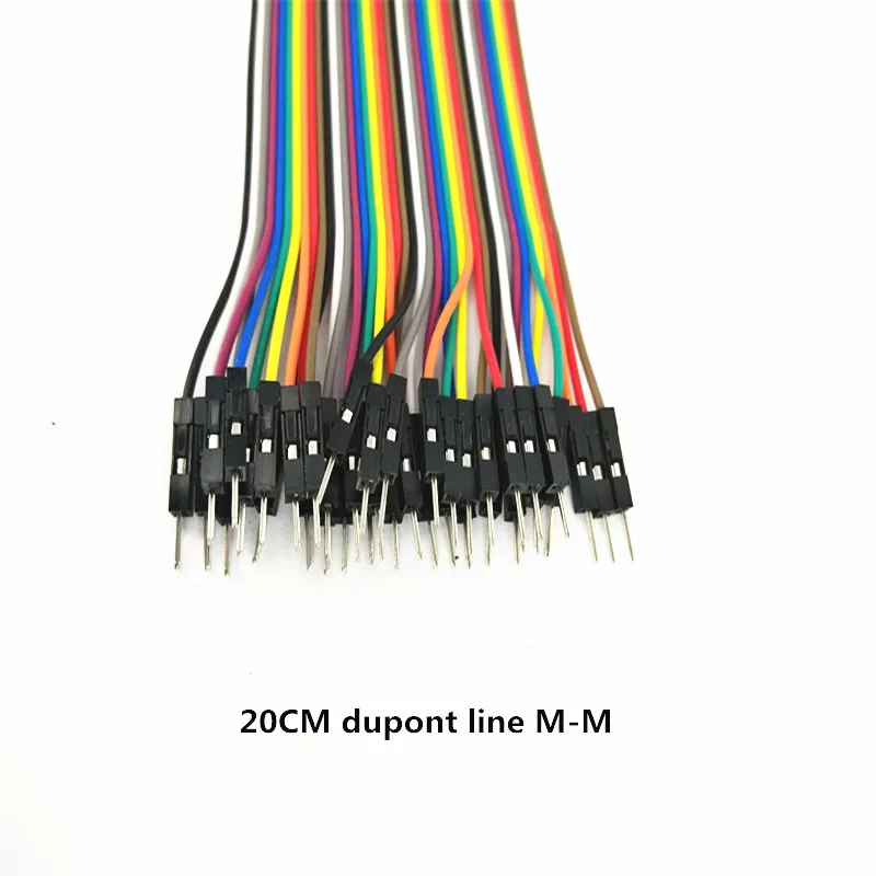 40 шт. 20 см кабель Dupont line male to M-M 1 P-1 P расстояние 2 54 мм для DIY макетной платы arduino |
