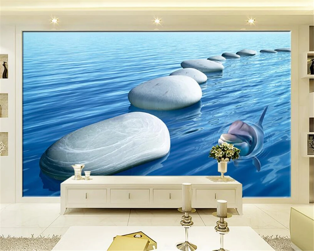 3D обои стерео камень океан ТВ фон декоративная живопись гостиная спальня для